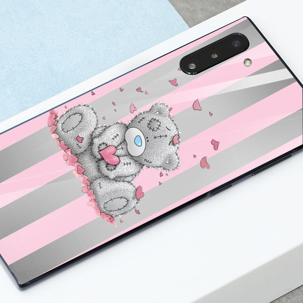 Cute Teddy Bear Tempered Glass Phone Case for Samsung Galaxy Note 10