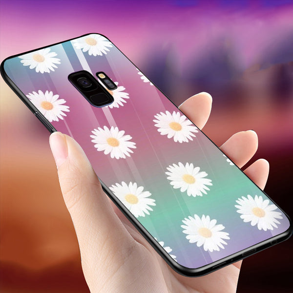Beautiful Flowers Tempered Glass Phone Case for Samsung Galaxy S9