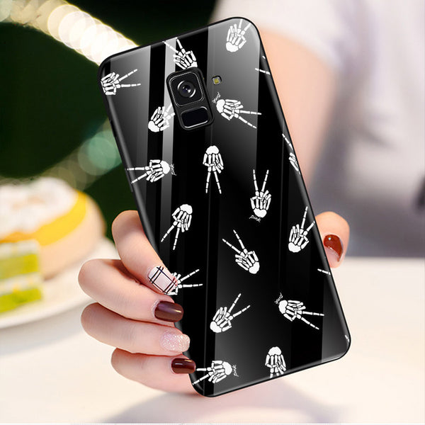 Halloween Skull Tempered Glass Phone Case for Samsung Galaxy A8 Plus
