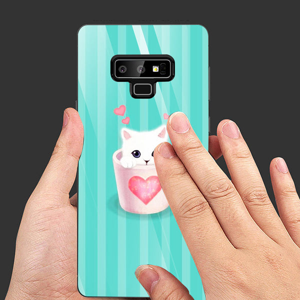 Cute Teddy Bear Tempered Glass Phone Case for Samsung Galaxy Note 9
