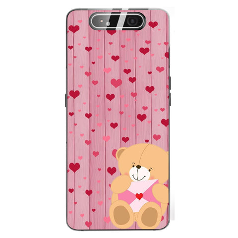 Cute Teddy Bear Tempered Glass Phone Case for Samsung Galaxy A80
