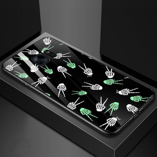 Halloween Skull Tempered Glass Phone Case for Samsung Galaxy S7 Edge