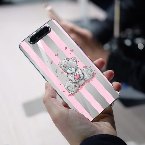 Cute Teddy Bear Tempered Glass Phone Case for Samsung Galaxy A80