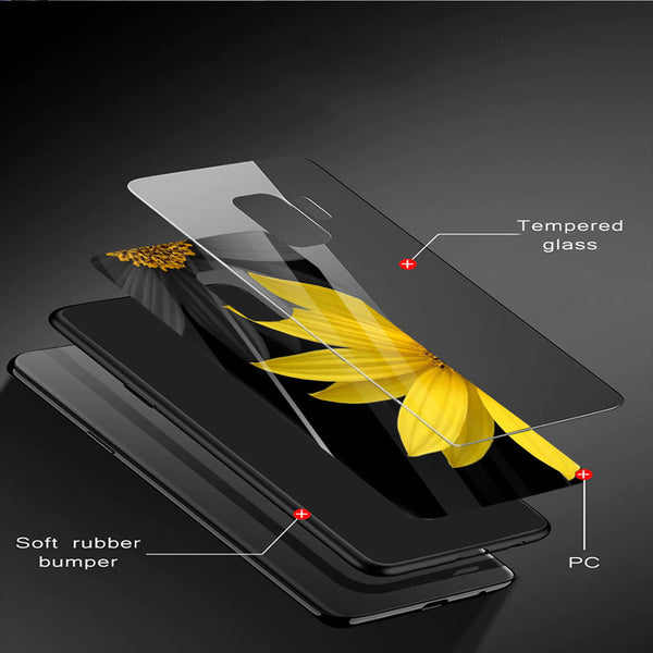 Beautiful Flowers Tempered Glass Phone Case for Samsung Galaxy S9 Plus