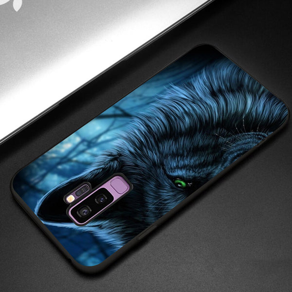 Wolf Eyes Tempered Glass Phone Case for Samsung Galaxy S9 Plus