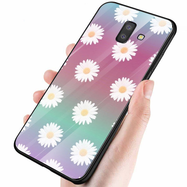 Beautiful Flowers Tempered Glass Phone Case for Samsung Galaxy J6 Plus