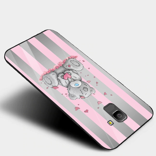 Cute Teddy Bear Tempered Glass Phone Case for Samsung Galaxy J6 2018
