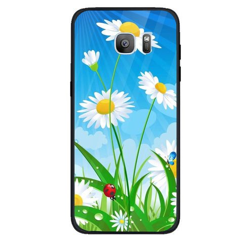 Beautiful Flowers Tempered Glass Phone Case for Samsung Galaxy S7
