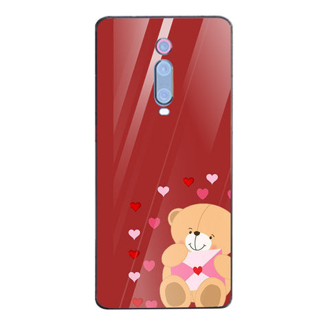 Cute Teddy Bear Tempered Glass Phone Case for Xiaomi Redmi K20 Pro
