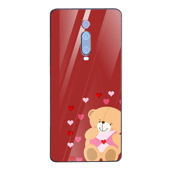 Cute Teddy Bear Tempered Glass Phone Case for Xiaomi Redmi K20