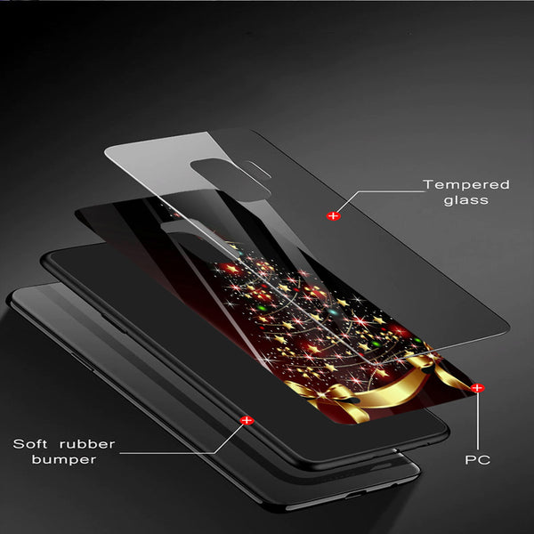 Merry Chrismas Tempered Glass Phone Case for Samsung Galaxy S9