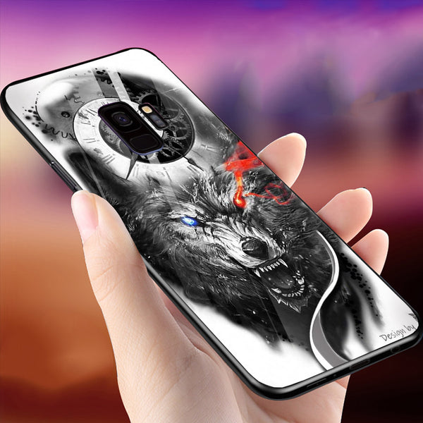 Wolf Eyes Tempered Glass Phone Case for Samsung Galaxy S9