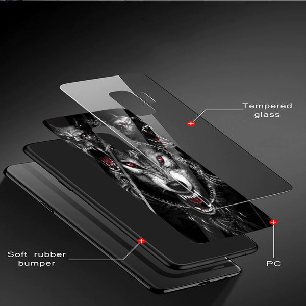 Wolf Eyes Tempered Glass Phone Case for Samsung Galaxy S9 Plus