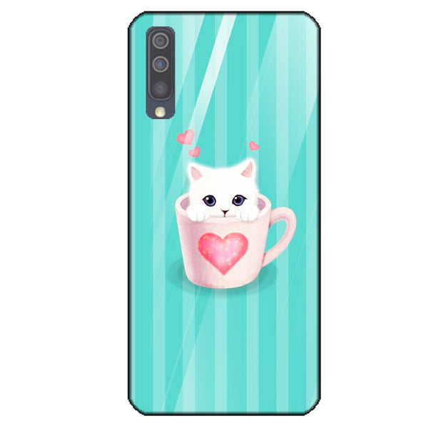 Cute Teddy Bear Tempered Glass Phone Case for Samsung Galaxy A50