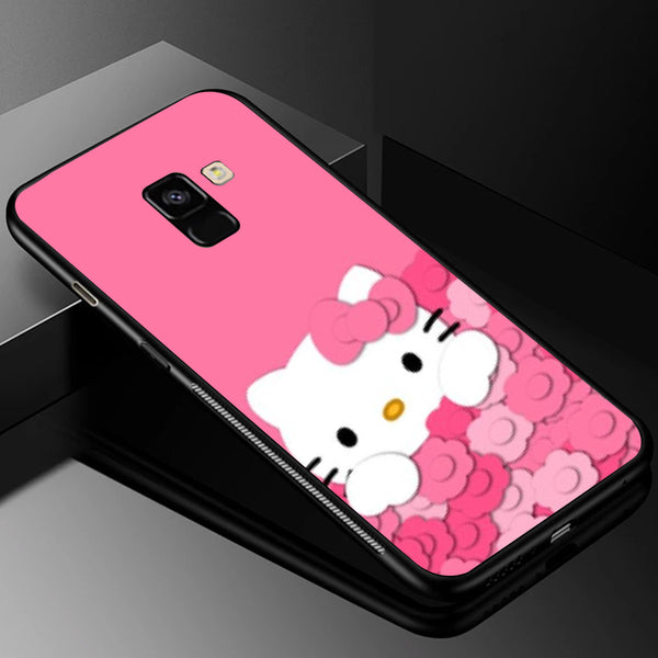 Cute Teddy Bear Tempered Glass Phone Case for Samsung Galaxy A8 Plus