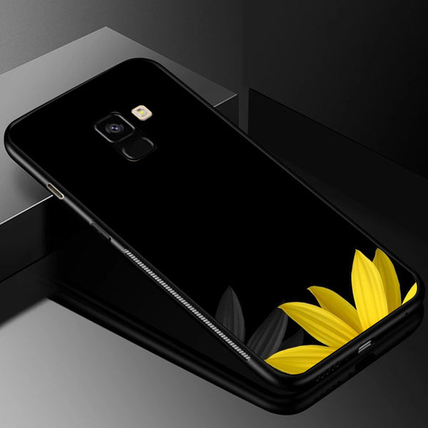 Beautiful Flowers Tempered Glass Phone Case for Samsung Galaxy A8 Plus