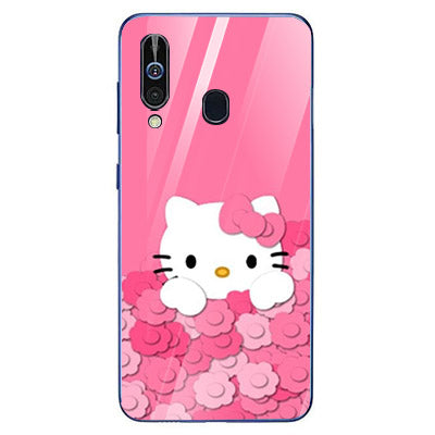 Cute Teddy Bear Tempered Glass Phone Case for Samsung Galaxy A60