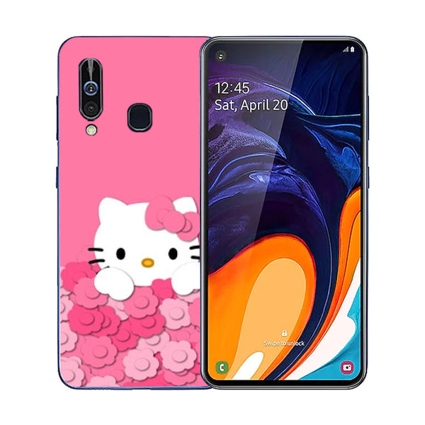 Cute Teddy Bear Tempered Glass Phone Case for Samsung Galaxy A60