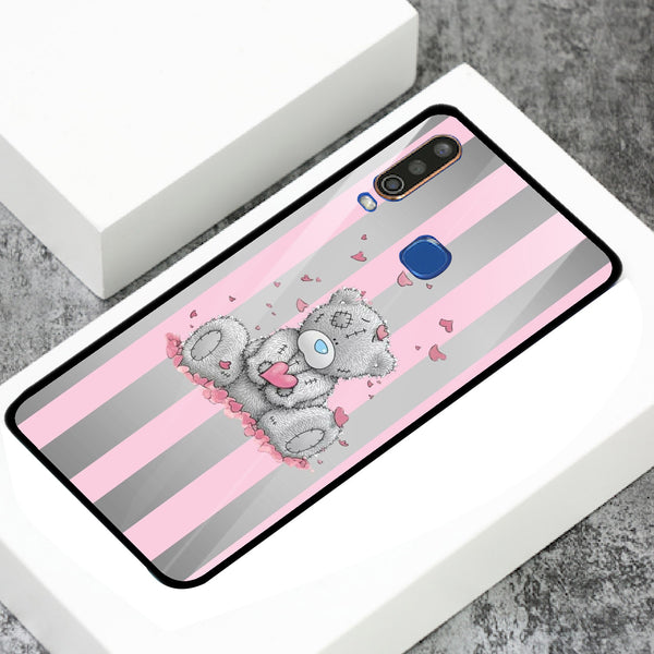 Cute Teddy Bear Tempered Glass Phone Case for Vivo Y15