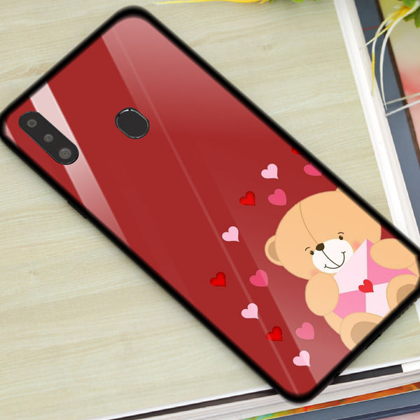 Cute Teddy Bear Tempered Glass Phone Case for Samsung