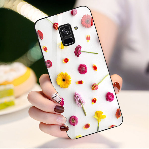 Beautiful Flowers Tempered Glass Phone Case for Samsung Galaxy A8 Plus