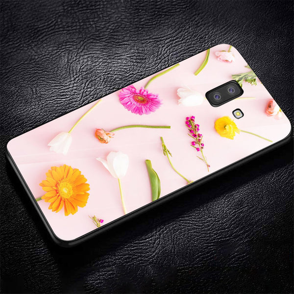 Beautiful Flowers Tempered Glass Phone Case for Samsung Galaxy J6 Plus
