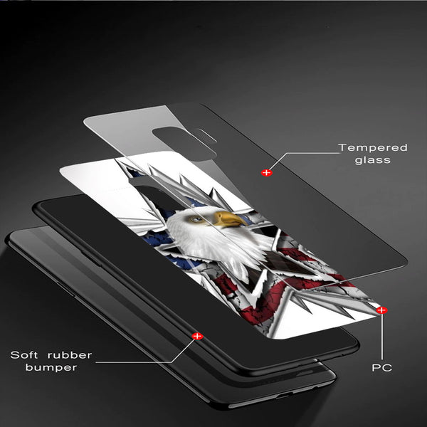 Eagle Tempered Glass Phone Case for Samsung Galaxy S9 Plus