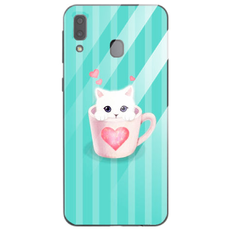 Cute Teddy Bear Tempered Glass Phone Case for Samsung Galaxy M20