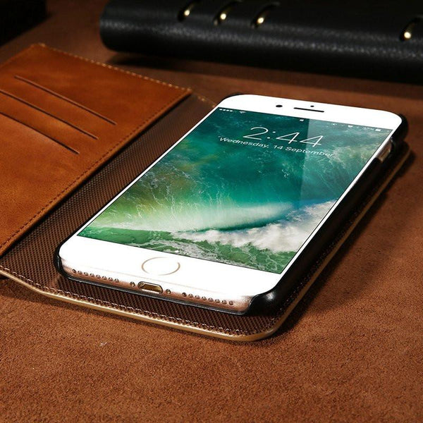 Vintage Leather Three Fold Flip Wallet Case For iPhone 7 Plus