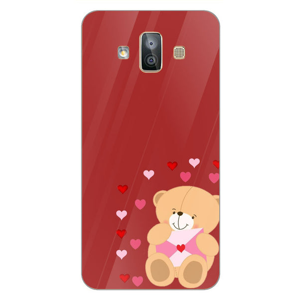 Cute Teddy Bear Tempered Glass Phone Case for Samsung Galaxy J7 Duo