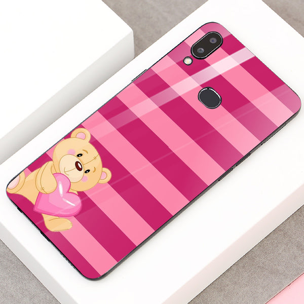 Cute Teddy Bear Tempered Glass Phone Case for Samsung Galaxy A10S