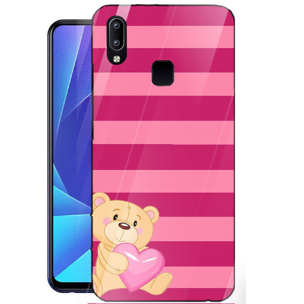 Cute Teddy Bear Tempered Glass Phone Case for Vivo Y91