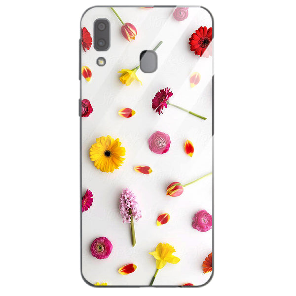 Beautiful Flowers Tempered Glass Phone Case for Samsung Galaxy A20
