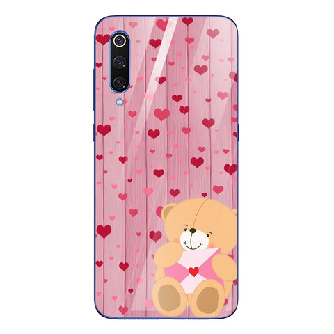 Cute Teddy Bear Tempered Glass Phone Case for Xiaomi Mi 9 SE
