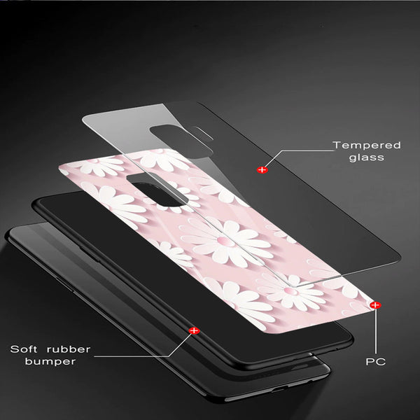 Beautiful Flowers Tempered Glass Phone Case for Samsung Galaxy S9