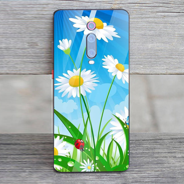 Beautiful Flowers Tempered Glass Phone Case for Xiaomi Redmi K20