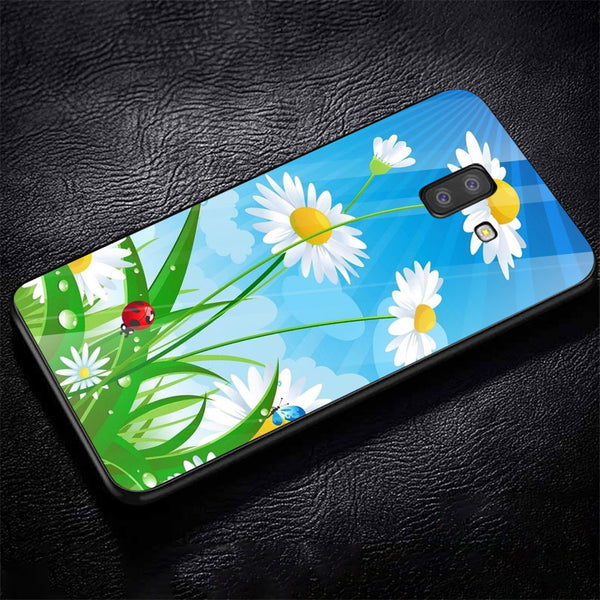 Beautiful Flowers Tempered Glass Phone Case for Samsung Galaxy J6 Plus
