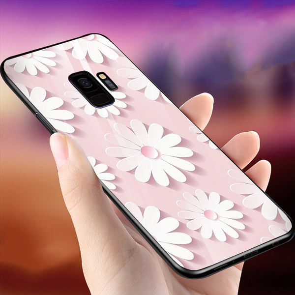 Beautiful Flowers Tempered Glass Phone Case for Samsung Galaxy S9