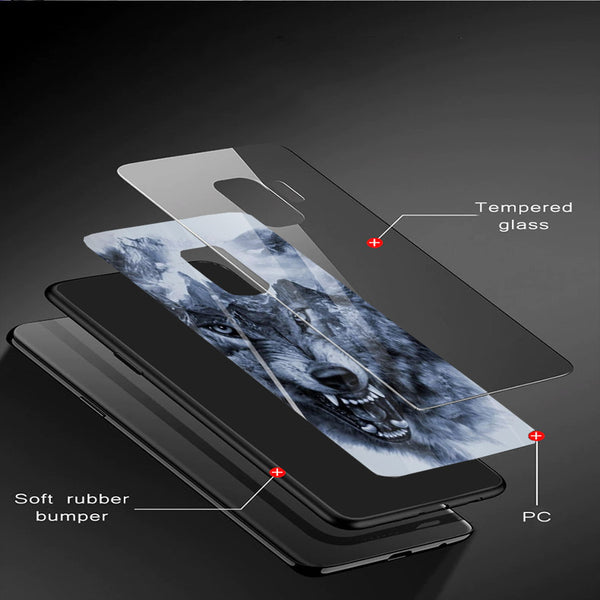 Wolf Eyes Tempered Glass Phone Case for Samsung Galaxy S9 Plus