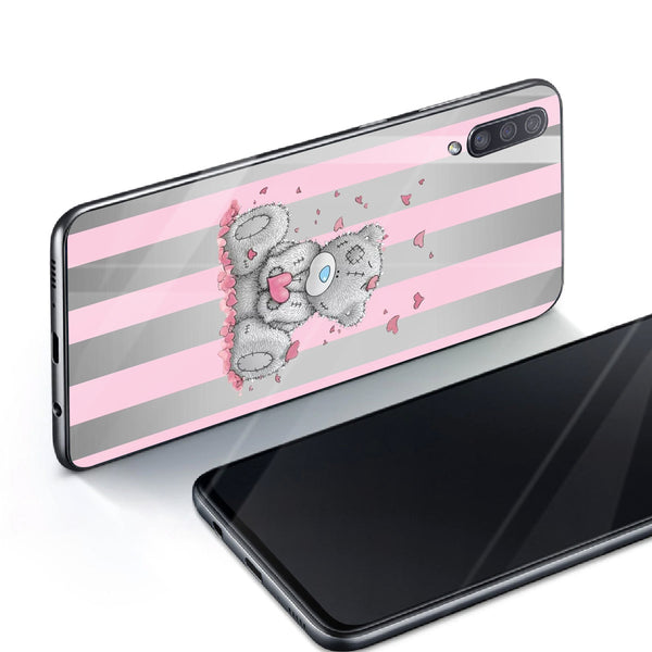 Cute Teddy Bear Tempered Glass Phone Case for Samsung Galaxy A70