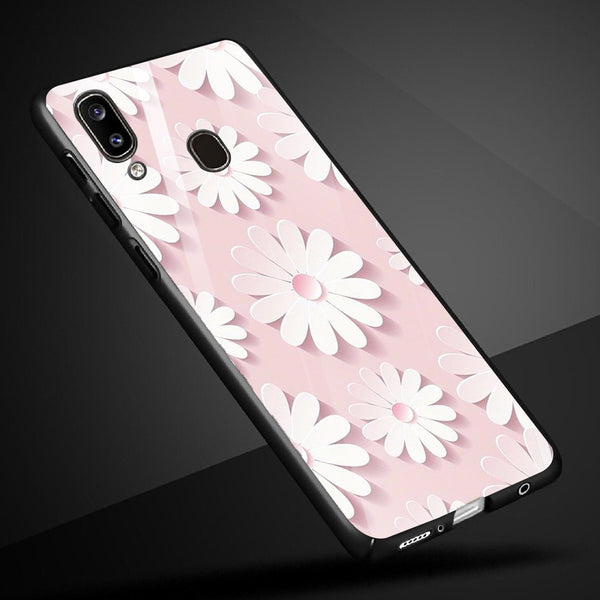 Beautiful Flowers Tempered Glass Phone Case for Samsung Galaxy A20