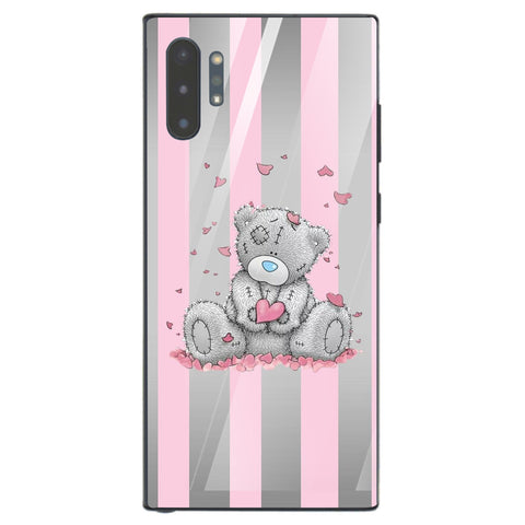 Cute Teddy Bear Tempered Glass Phone Case for Samsung Galaxy Note 10 Plus