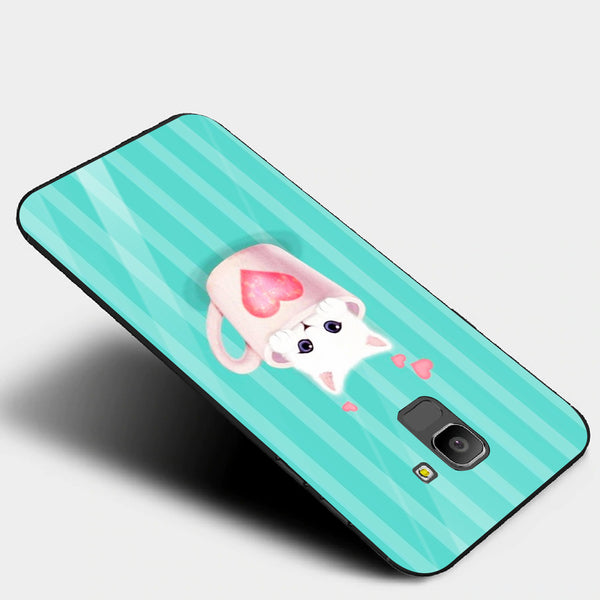 Cute Teddy Bear Tempered Glass Phone Case for Samsung Galaxy J6 2018