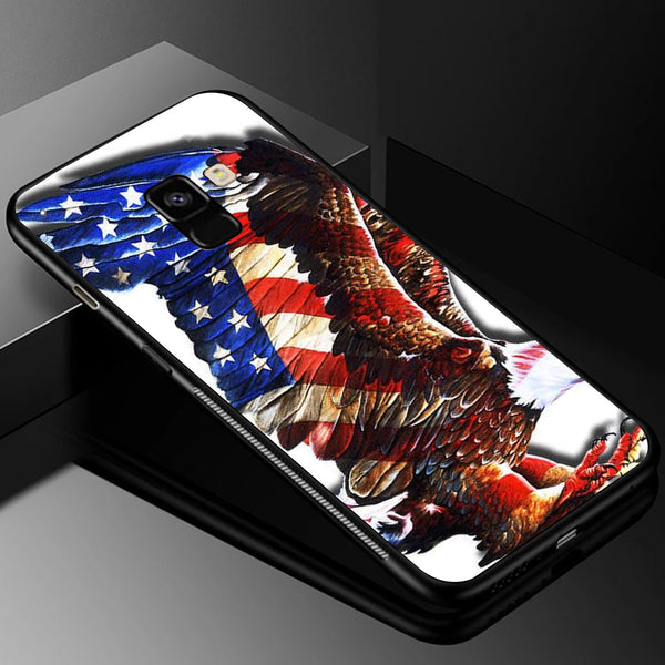 Eagle Tempered Glass Phone Case for Samsung Galaxy A8 Plus