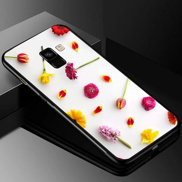 Beautiful Flowers Tempered Glass Phone Case for Samsung Galaxy A8 Plus