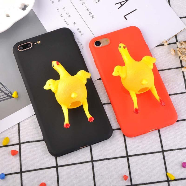 2017 Funny 3D Cartoon Animal Phone Cases For iphone 7 6 6s Plus Case Soft TPU Vent toy Squishy Squeeze Lay egg hen chicken Cover