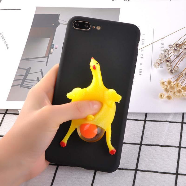 2017 Funny 3D Cartoon Animal Phone Cases For iphone 7 6 6s Plus Case Soft TPU Vent toy Squishy Squeeze Lay egg hen chicken Cover