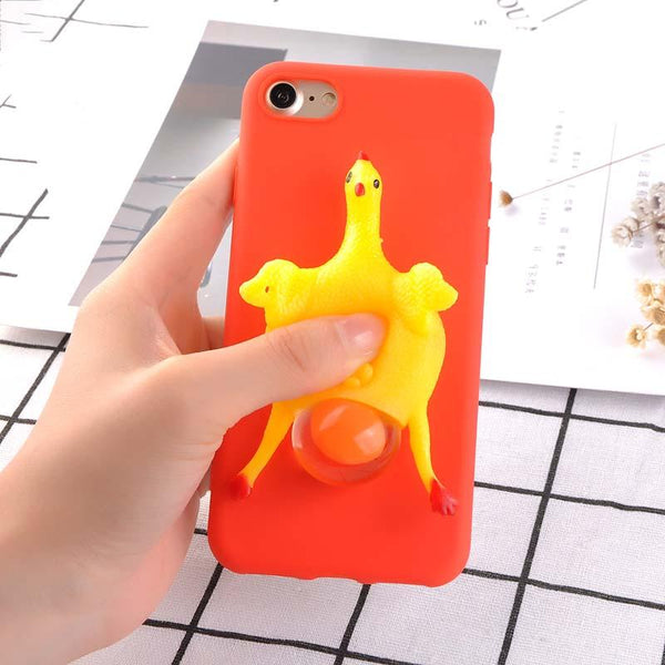 2017 Funny 3D Cartoon Animal Phone Cases For iphone 7 6 6s Plus Case Soft TPU Vent toy Squishy Squeeze Lay egg hen chicken Cover