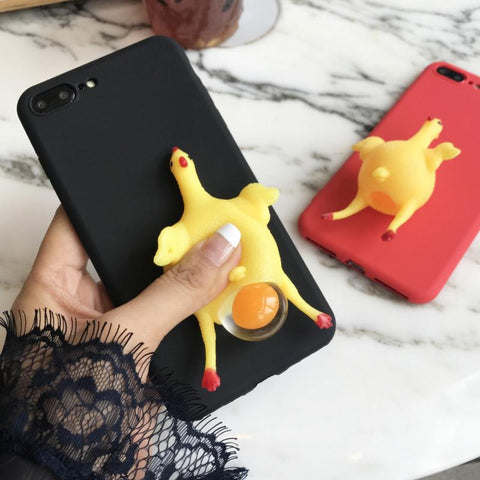 2017 Funny 3D Cartoon Animal Phone Cases For iphone 7 6 6s Plus Case Soft TPU Vent toy Squishy Squeeze Lay egg hen chicken Cover