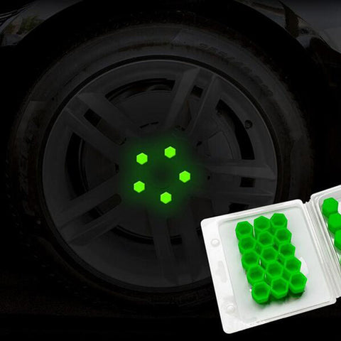 20 x Luminous Phosphoresce Wheel Nuts Covers Protective Cap Car Accessories Bolt Caps Hub Screw Protector Silica Gel 17# 19# 21#